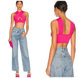 Superdown Kacie Crossover Cropped Top in Hot Pink | Small